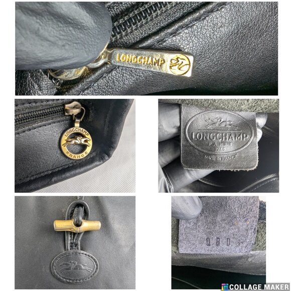 Authentic Longchamp Black Leather Crossbody Shoulder Bag Made in France - Picture 4 of 9